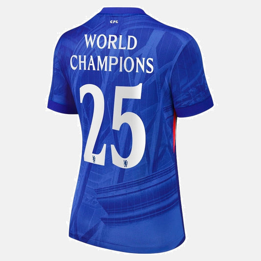 Chelsea 2025/26 Home Jersey - Women's - with World Champions 25 printing