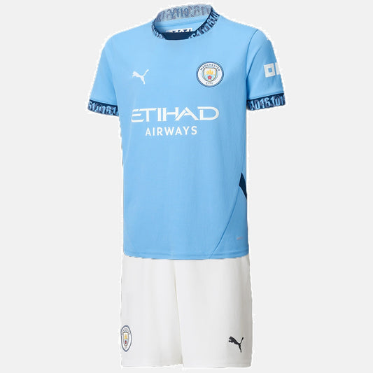 Manchester City 2024/25 Home Kids Kit Jersey - White Blue