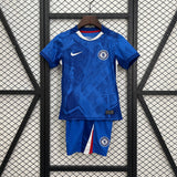 Chelsea 2025/26 Home Kids Kit with World Champions 25 printing Jersey