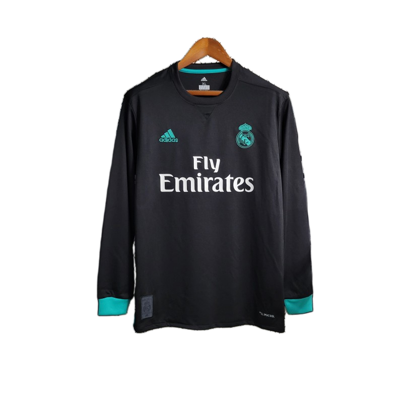 Real Madrid 2017/18 Away Jersey – Long Sleeve – Retro Version – Black