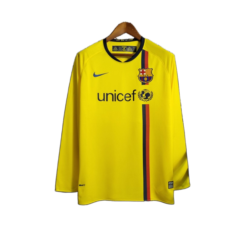 FC Barcelona 2008/09 Away Jersey – Long Sleeve – Retro Version – Yellow