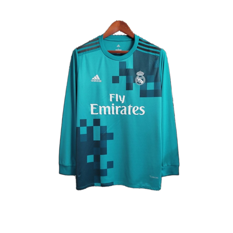 Real Madrid 2017/18 Third Jersey – Long Sleeve – Retro Version – Blue