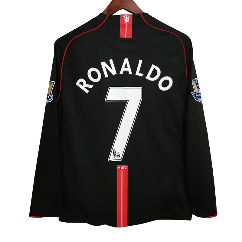 Manchester United 2007/08 Away Jersey – Long Sleeve – Retro Version – Black