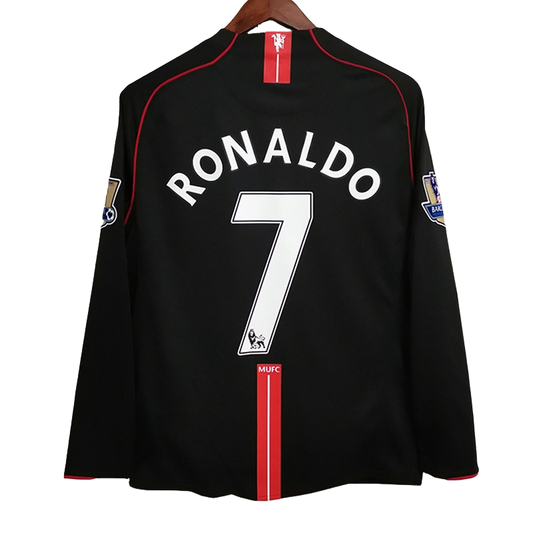 Manchester United 2007/08 Away Jersey – Long Sleeve – Retro Version – Black