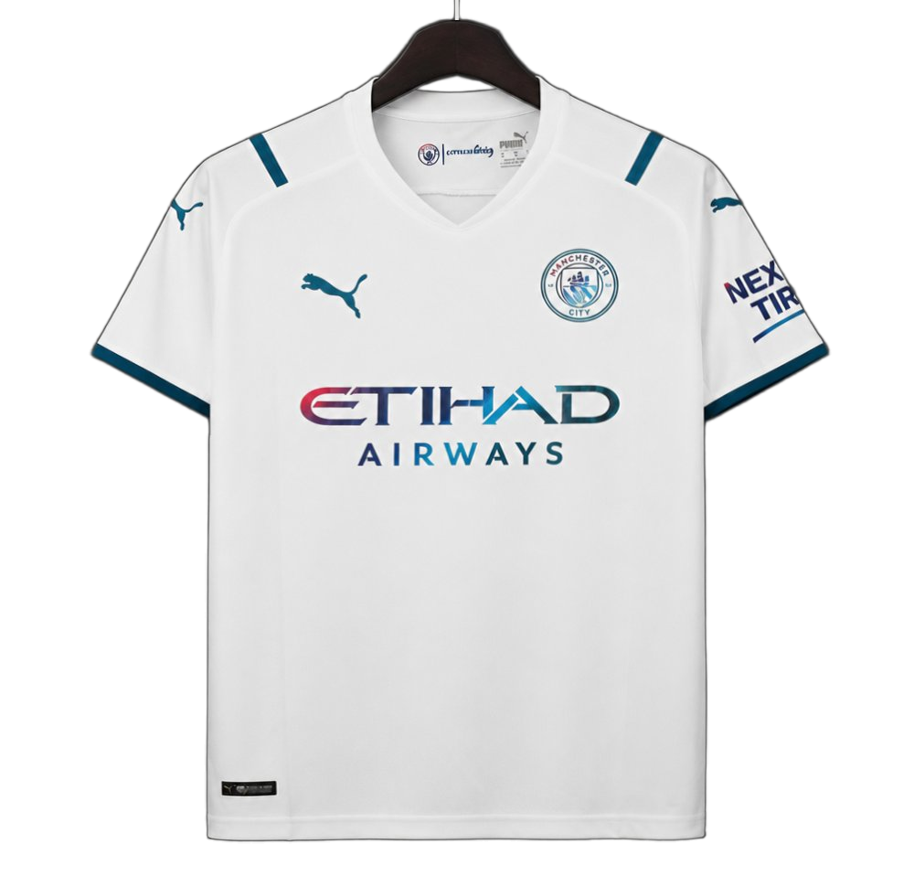 Manchester City 2021/22 Away Jersey – Retro Version – White