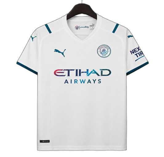 Manchester City 2021/22 Away Jersey – Retro Version – White