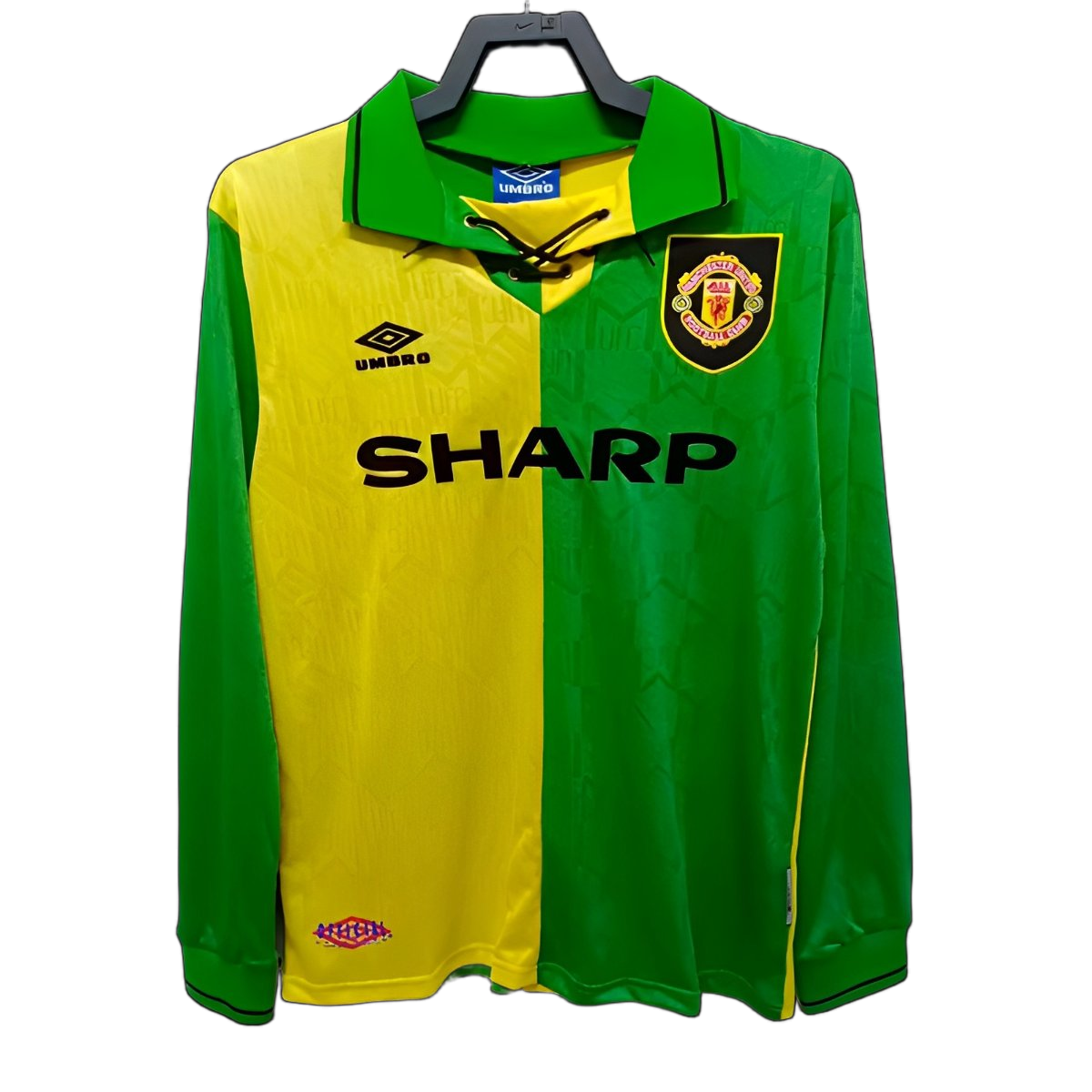 Manchester United 1992/94 Third Jersey – Long Sleeve – Retro Version – Green/Yellow