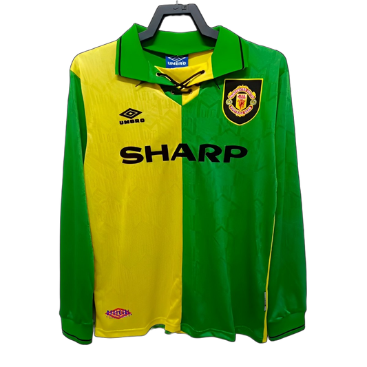 Manchester United 1992/94 Third Jersey – Long Sleeve – Retro Version – Green/Yellow