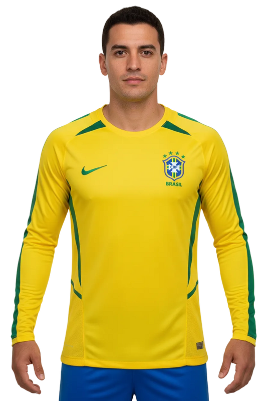 Brazil 2002 Home Jersey – Long Sleeve – Retro Version