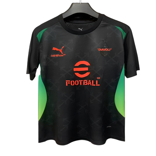 AC Milan 2025/26 Pre – Match Training Top – Player Version – Black/White/Green