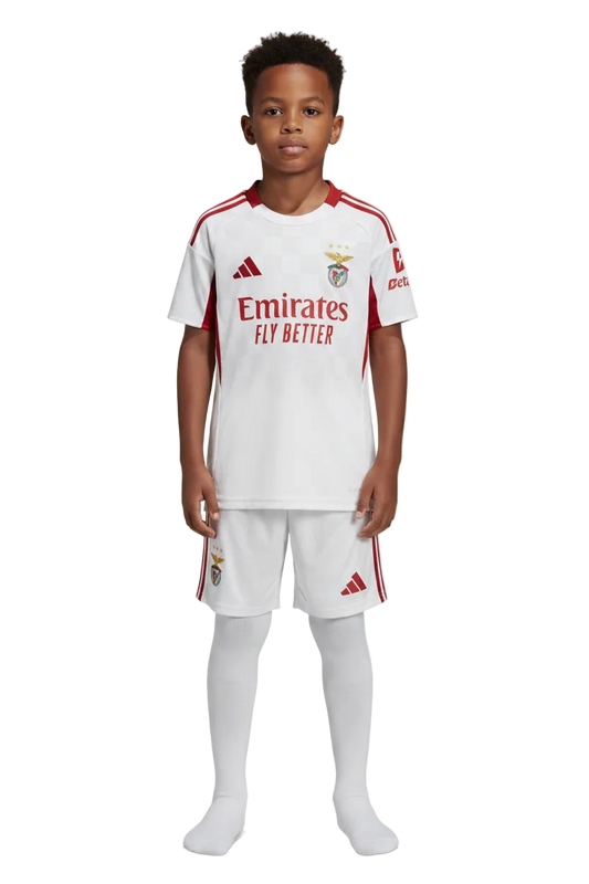 Benfica 2025/26 Third Kids Kit – White