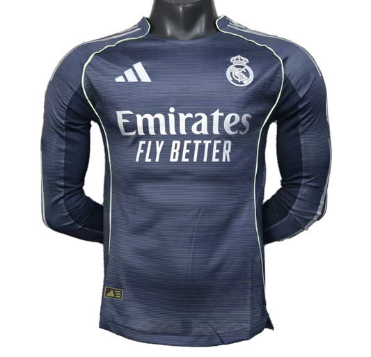 Real Madrid 2025/26 Away Jersey – Player Version – Long Sleeve