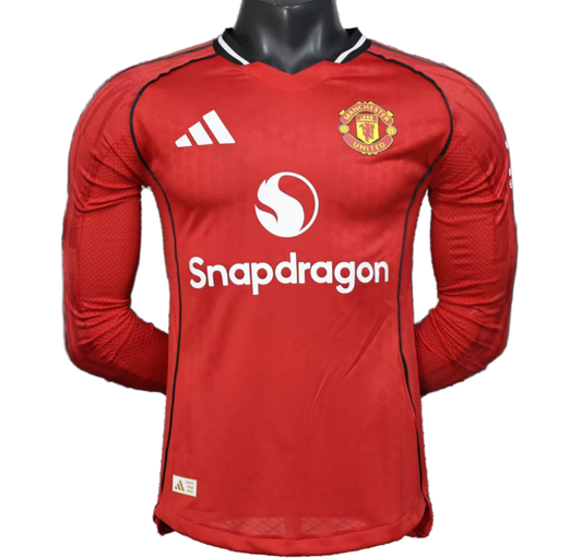 Manchester United 2025/26 Home Jersey – Player Version – Long Sleeve