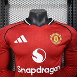 Manchester United 2025/26 Home Jersey – Player Version – Long Sleeve