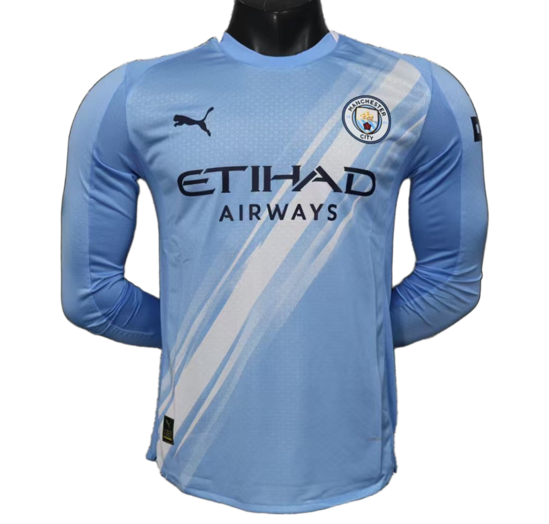 Manchester City 2025/26 Home Jersey – Player Version – Long Sleeve