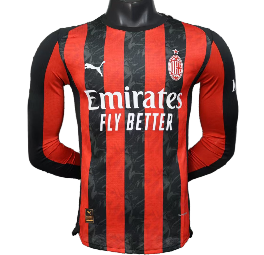 AC Milan 2025/26 Home Jersey – Player Version – Long Sleeve