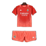 Real Madrid 2025/26 Goalkeeper Kids Kit – Red/Orange