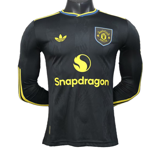 Manchester United 2025/26 Third Jersey – Player Version – Long Sleeve – Black