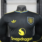 Manchester United 2025/26 Third Jersey – Player Version – Long Sleeve – Black