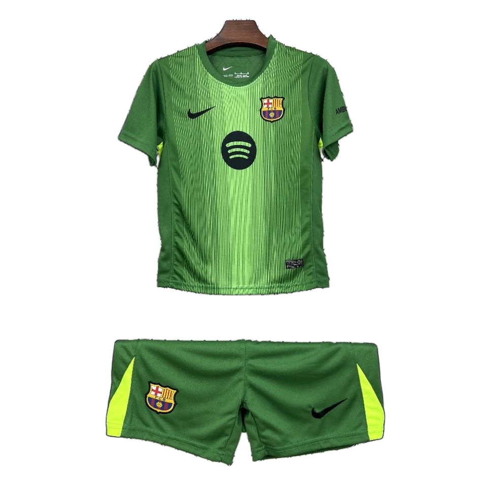 FC Barcelona 2025/26 Goalkeeper Kids Kit – Green