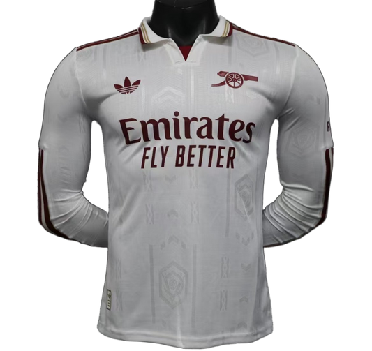 Arsenal 2025/26 Third Jersey – Player Version – Long Sleeve – White