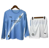 Manchester City 2025/26 Home Kids Kit – Long Sleeve