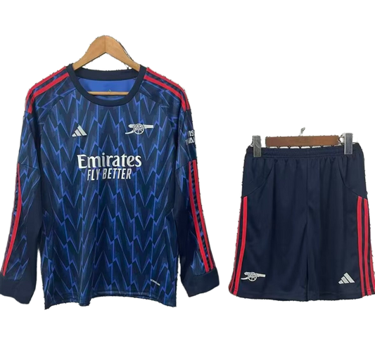 Arsenal 2025/26 Away Kids Kit – Long Sleeve – Blue