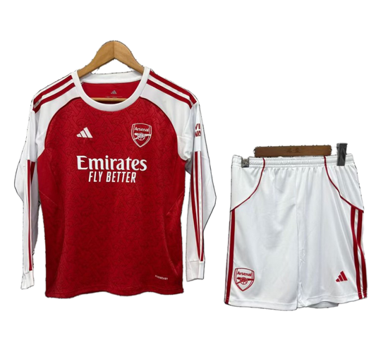 Arsenal 2025/26 Home Kids Kit – Long Sleeve