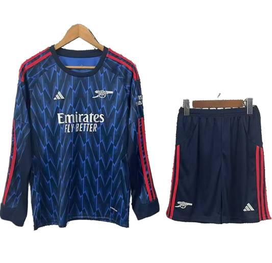Arsenal 2025/26 Away Kids Kit – Long Sleeve – Navy