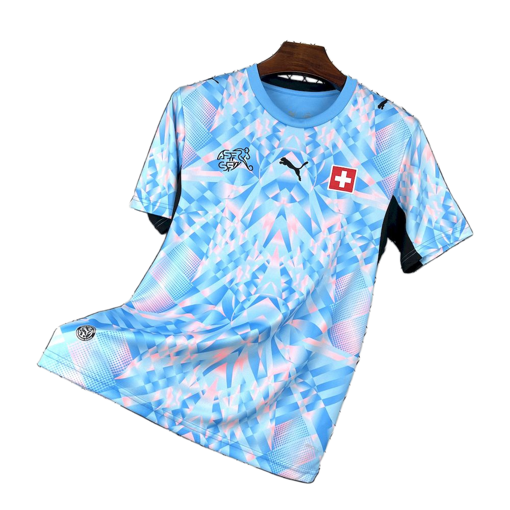 Switzerland 2026 Away Jersey – Blue/White Graphic