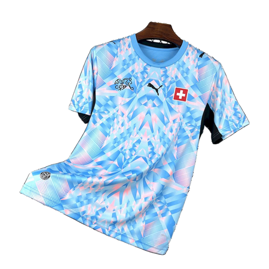 Switzerland 2026 Away Jersey – Blue/White Graphic