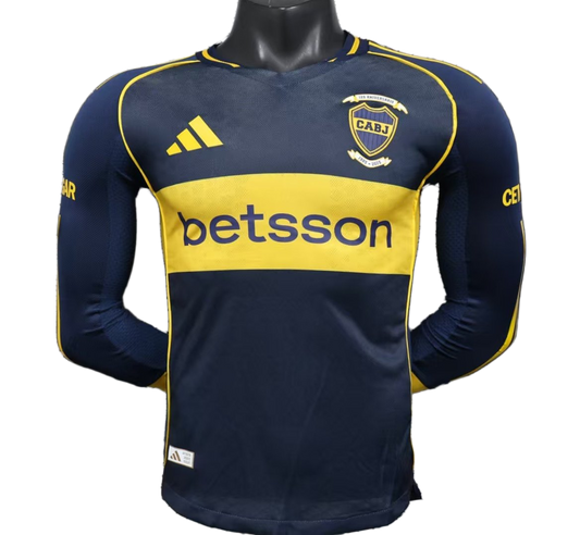 Boca Juniors 2025/26 Home Jersey – Player Version – Long Sleeve – Blue/Navy/Yellow
