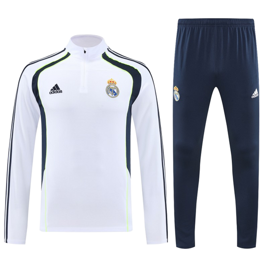 Real Madrid 2025/26 Training Kids Kit – White/Navy/Green