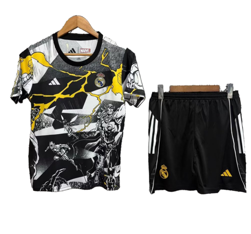 Real Madrid 2025/26 Pre – Match Kids Kit – Player Version – White