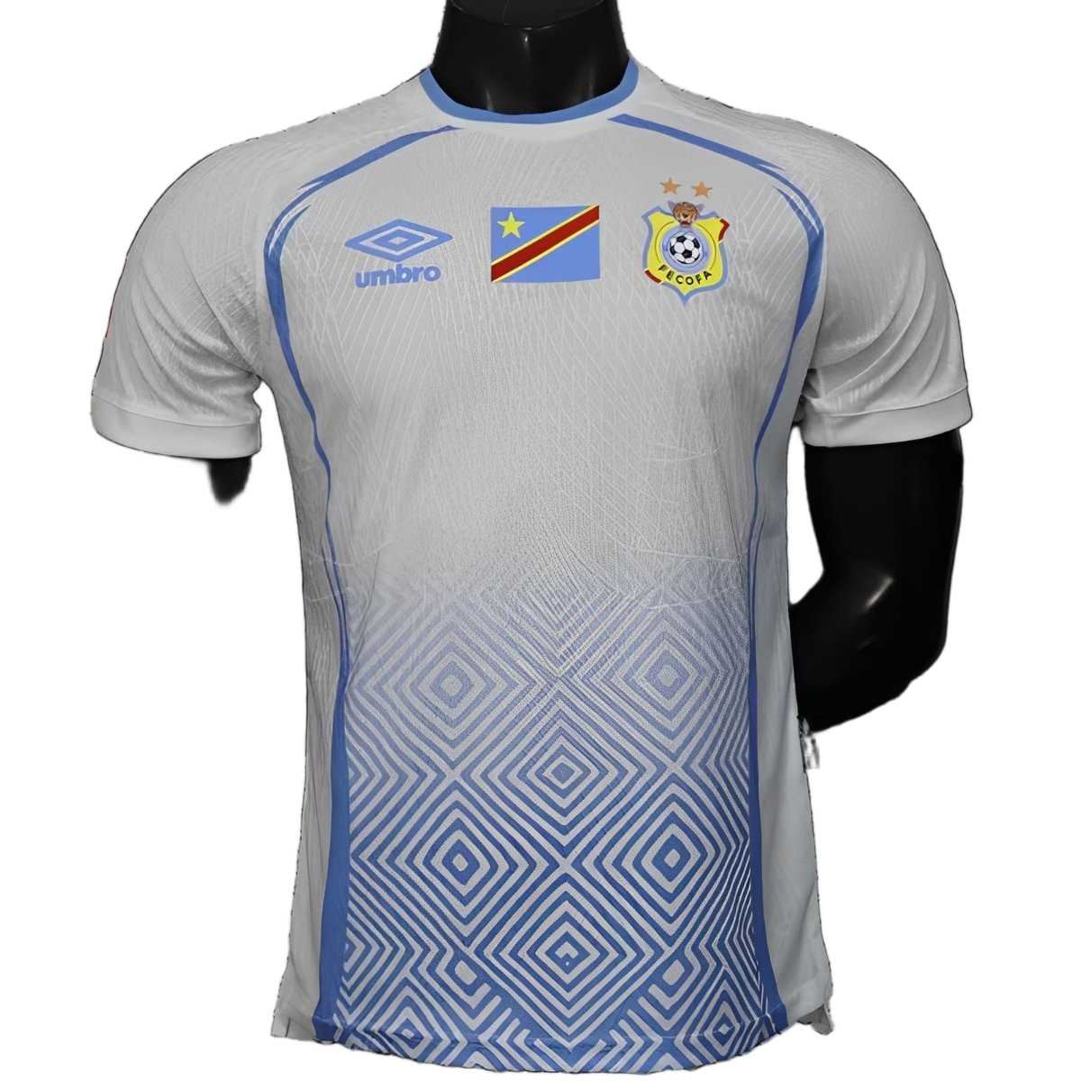DR Congo Sky 2026 Third Jersey – Player Version – White/Blue – Geometric