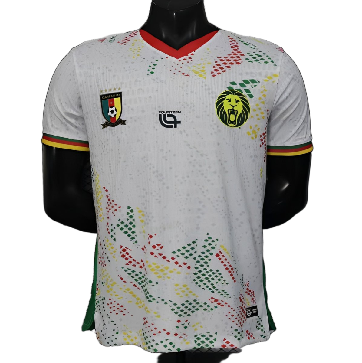 Cameroon 2026 Home Jersey – Player Version – White/Red – Dot Pattern