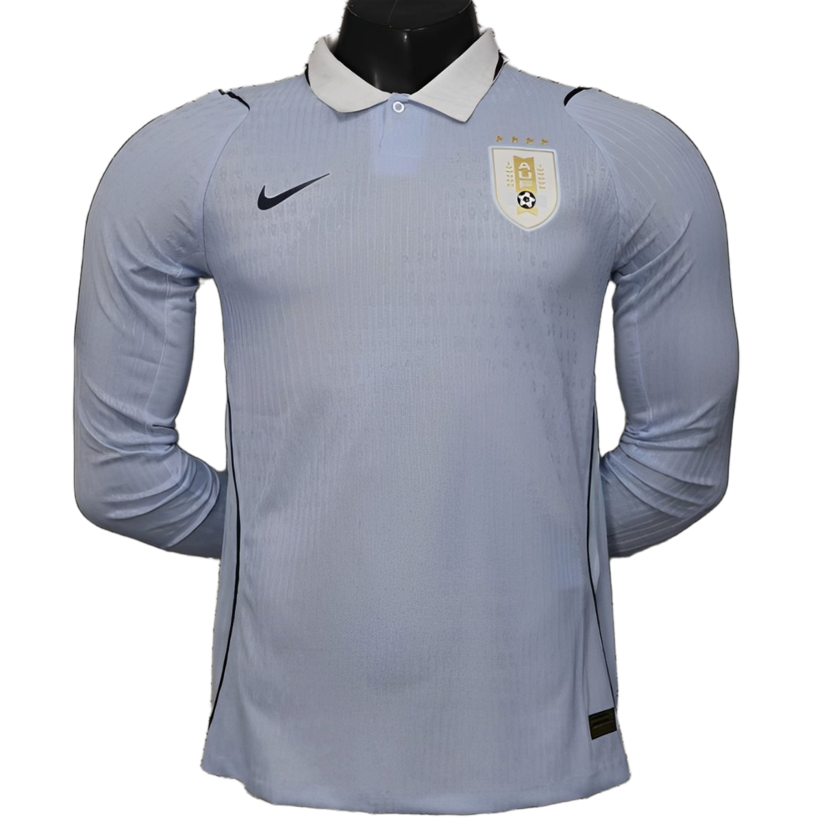 Uruguay 2026 Jersey – Player Version – Long Sleeve – White/Blue – Light Collar