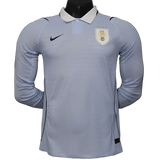 Uruguay 2026 Jersey – Player Version – Long Sleeve – White/Blue – Light Collar