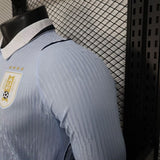 Uruguay 2026 Jersey – Player Version – Long Sleeve – White/Blue – Light Collar