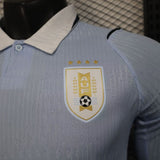 Uruguay 2026 Jersey – Player Version – Long Sleeve – White/Blue – Light Collar