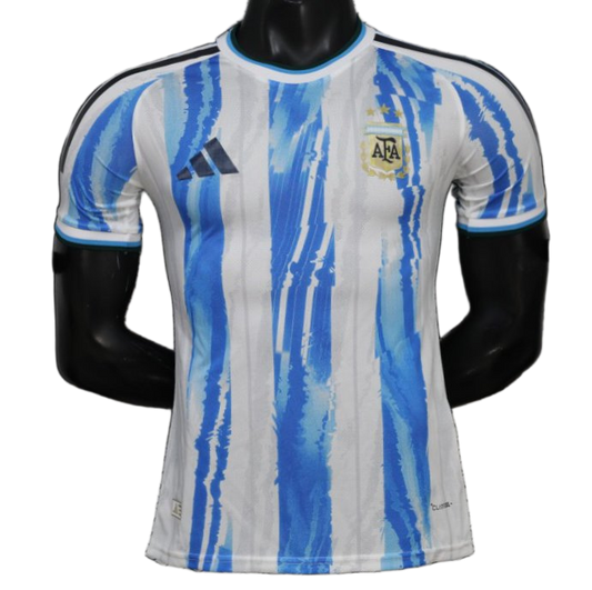 Argentina 2026 Jersey – Player Version – White/Blue – Light Brushstroke Stripes