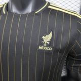 Mexico 2026 Jersey – Player Version – Black/Gold – Pinstripes