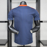 Spain 2026 Jersey – Player Version – Blue/Navy/Yellow – Thin Pinstripes