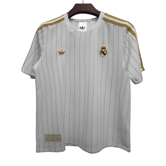 Real Madrid 2026 Jersey – White/Gold – Adidas Terrace Icons