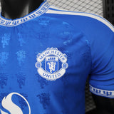Manchester United 2026/27 Jersey – Player Version – Blue – All Over Devil Jacquard Pattern