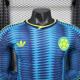 Colombia 2027 Away Jersey – Player Version – Long Sleeve – Blue – Wave Jacquard Pattern
