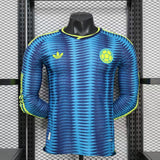 Colombia 2027 Away Jersey – Player Version – Long Sleeve – Blue – Wave Jacquard Pattern