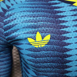 Colombia 2027 Away Jersey – Player Version – Long Sleeve – Blue – Wave Jacquard Pattern