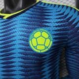 Colombia 2027 Away Jersey – Player Version – Long Sleeve – Blue – Wave Jacquard Pattern