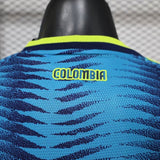 Colombia 2027 Away Jersey – Player Version – Long Sleeve – Blue – Wave Jacquard Pattern
